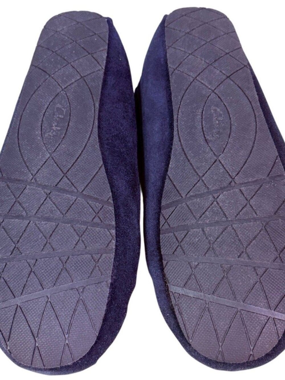 Clarks Holly Folded Tongue Navy Moccasin Slipper Faux Fur Lining Women's 7 M - Picture 8 of 8